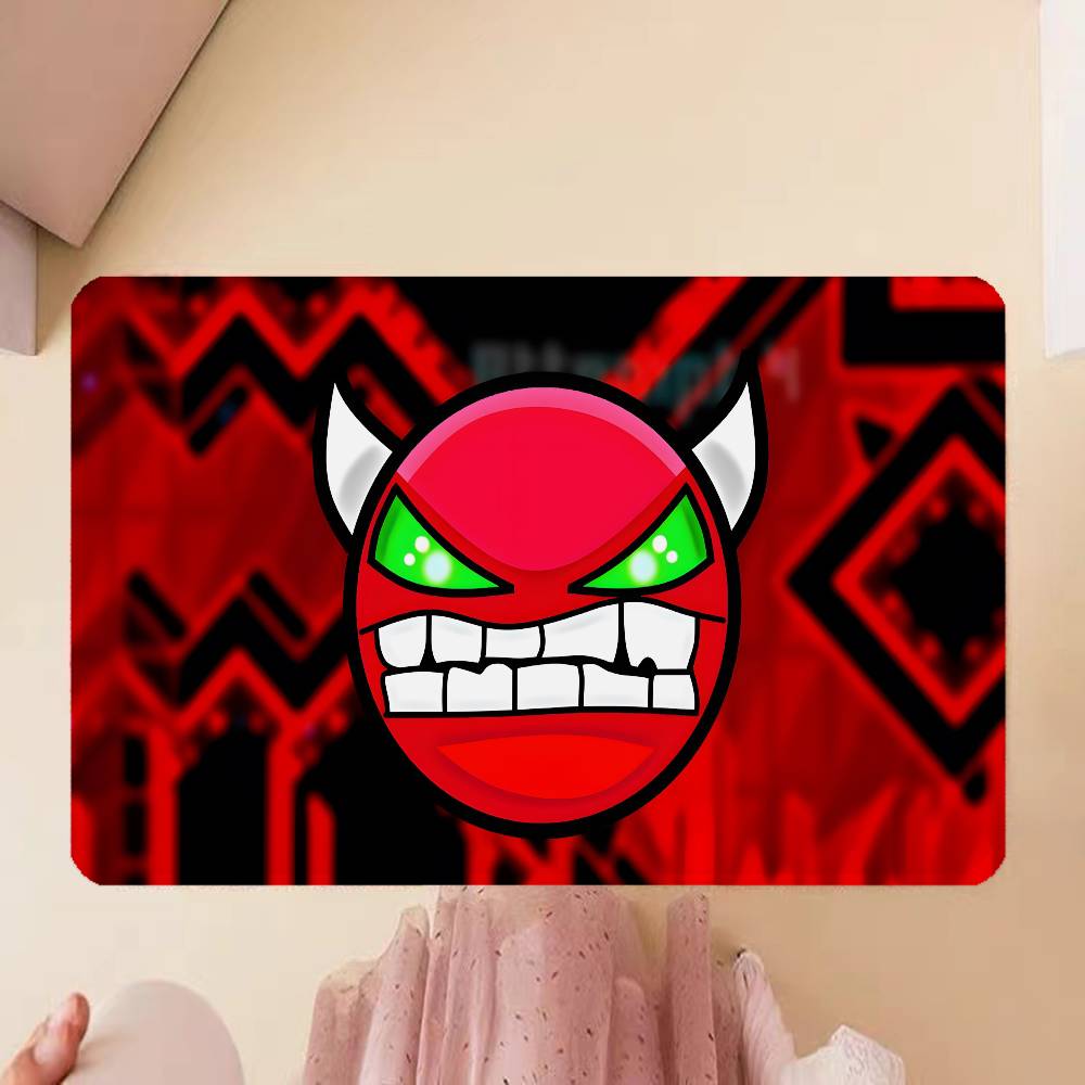 Cartoon Geometry Dash Video Game Kitchen Mat Kids Room Bedroom Decoration Balcony Anti-Slip Doormat Living Room Alfombra