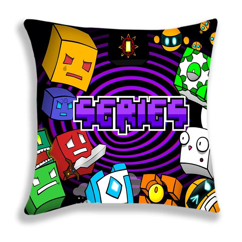 Geometry Dash Kreslený Potisk Povlak na Polštář 45x45cm Potahy na Polštáře Pohovka Postel Domácí Dekorace Vlastní Potahy na Polštáře Dekorace do Auta Dárek