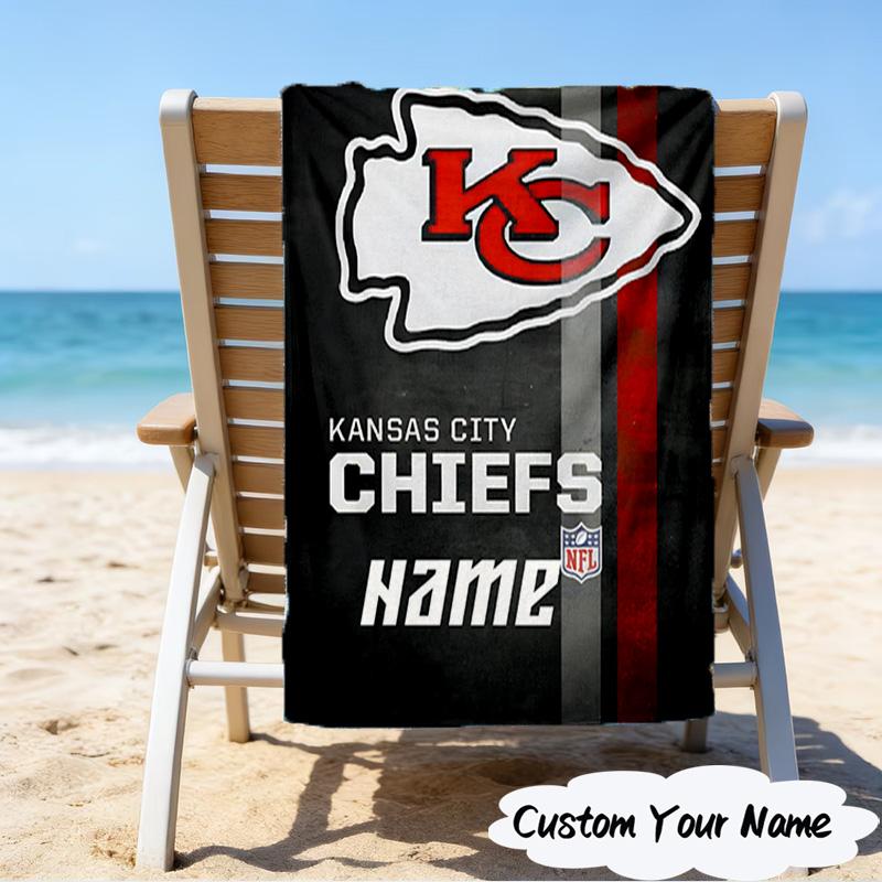 1PC Custom Name Beach Towel Kansas Fan Gear Beach Towel, Suitable for Camping, Travel, Beach Accessories, Super Absorbent, Family Gift