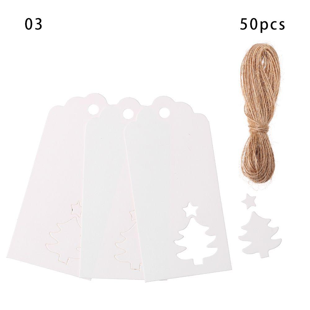50pcs DIY Crafts Xmas Tree Hanging Christmas Card Label Kraft Paper Tags Thanks Tag Snowflake