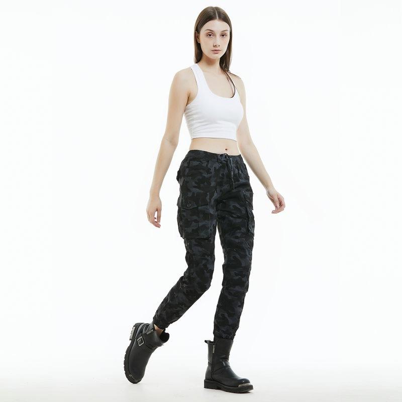 Motorradjeans Damen Ritter lässig knöchelgebunden Camouflage Mehrzwecktaschen Werkzeug Lokomotive Reiten Anti-Sturz-Hose