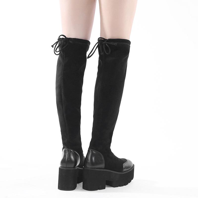 Lack Overknee Stiefel Mit SchnÃ¼rung Hinten Sexy Overknee-Stiefel