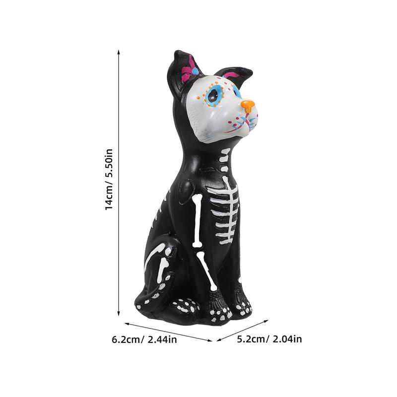 Day of The Dead Dog and Cat Figurine Halloween Statue Sugar Skulls Animal Statue Resin Crafts Home Desk Decorations