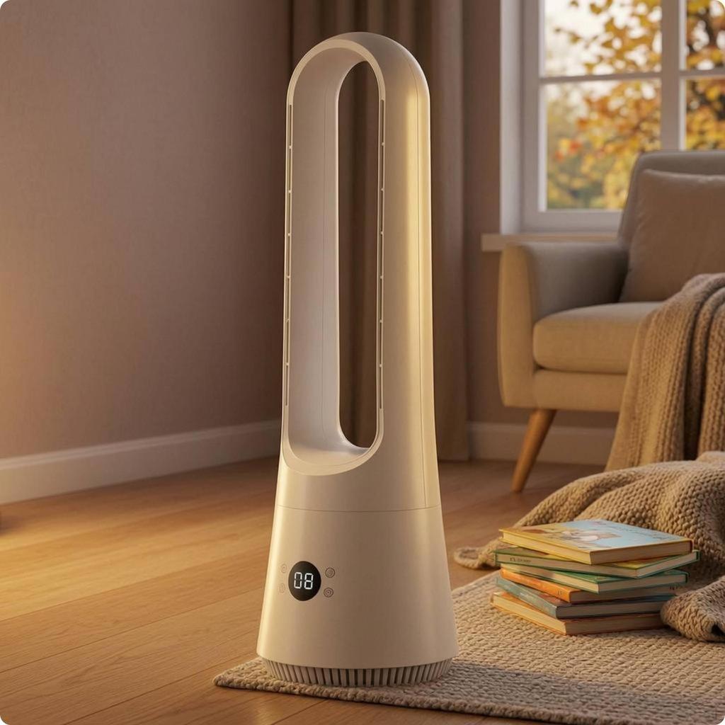 Bladeless Column Fan Silent Household Appliance for Bedroom White 32 Jr
