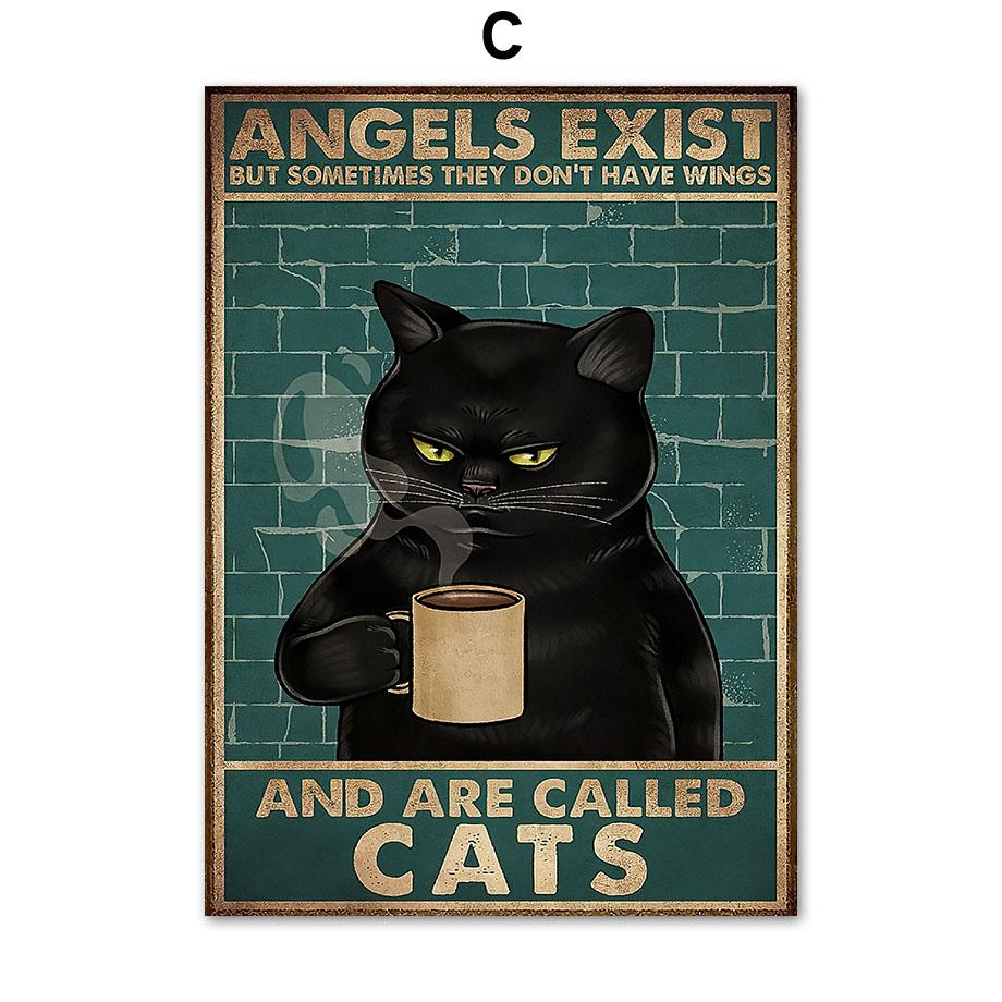 Vintage Coffee Toilet Paper Cat Bar Club Posters And Pints Nordic Wall Art Canvas Painting Abstract Pictures For Bathroom Decor