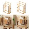 Wood Vertical Towel Rack with 3 Hanging Crossbars 3 Tier Standing Towel Rack Floor Towel Rack for Bathroom Dorm Bedroom Pool