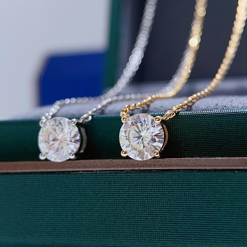1-3CT Moissanite Diamond Pendant Women's Necklace Original 925 Sterling Silver Jewelry Gold Lady Necklace Chain