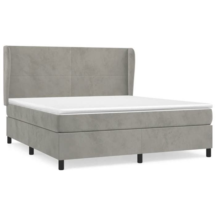 VidaXL Lit à sommier tapissier et matelas Gris clair 160x200cm Velours - Modèle 3129099