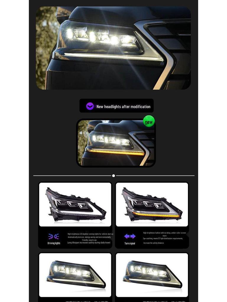 Upgrade Headlights: 2016-2019 Lexus LX570 LED Triple-Eye DRL & Dynamic Turn Signals