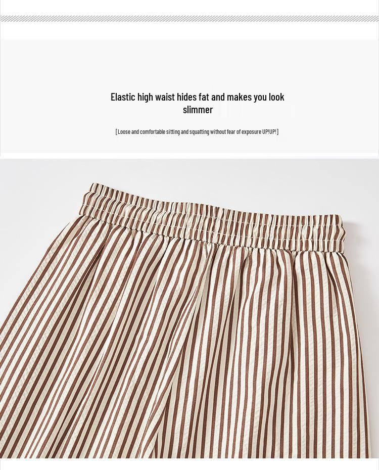 Ice Silk High Waist Wide Leg Pants for Petite Women - Slimming, Drapey, and Stylish Striped Trousers for Summer