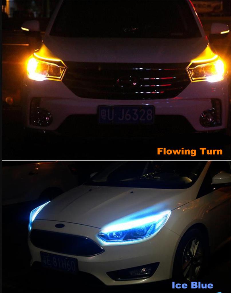 2X 60Cm Rgb Sequential Led Daytime Running Lamp Drl App Bluetooth Remote Control