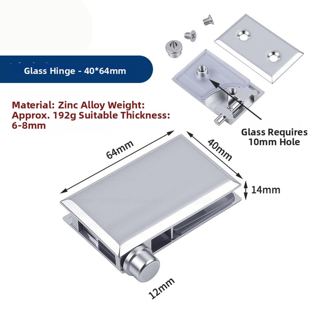 glass door hinge waterproof rust resistant Display cabinet hinge for 6 to 8mm glass zinc alloy spring loaded adjustable pivot
