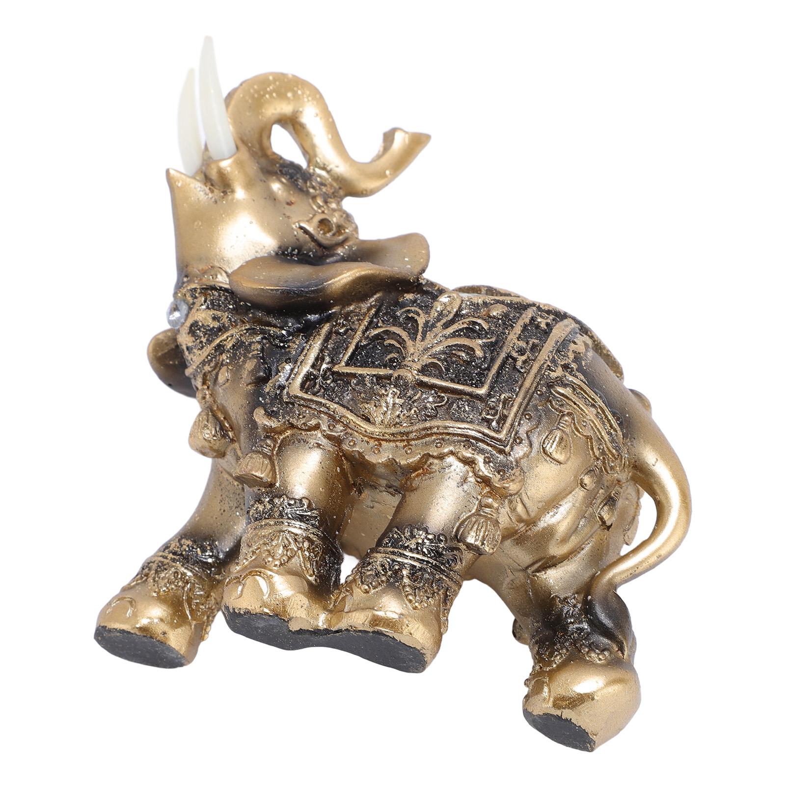 

Resin Elephant Statue Exquisite Lifelike Elephant Figurine Desktop Ornament for Living Room Bedroom