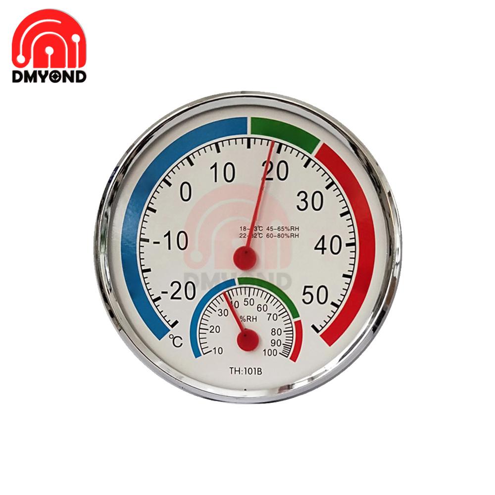 Mini Round Thermometer Mechanical Sensor Indoor Temperature Sensor Indoor Outdoor Pointer Celsius Thermometer Hygrometer