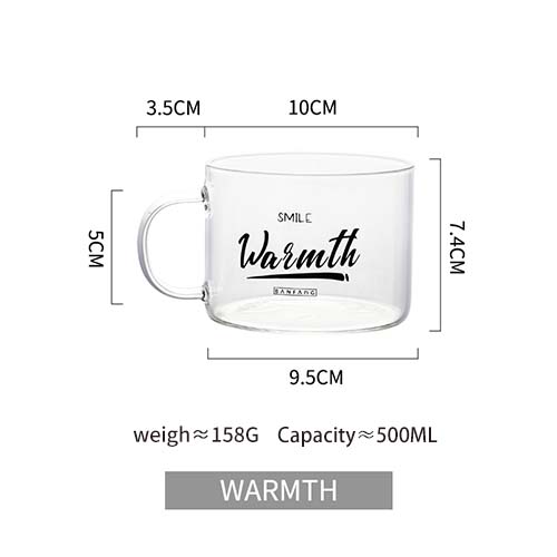 Creative Alphabet Glass Large Juice Cup with Handle Office Tea Cup Dessert Cup Oatmeal Cup Breakfast Cup Glass 401-500ml