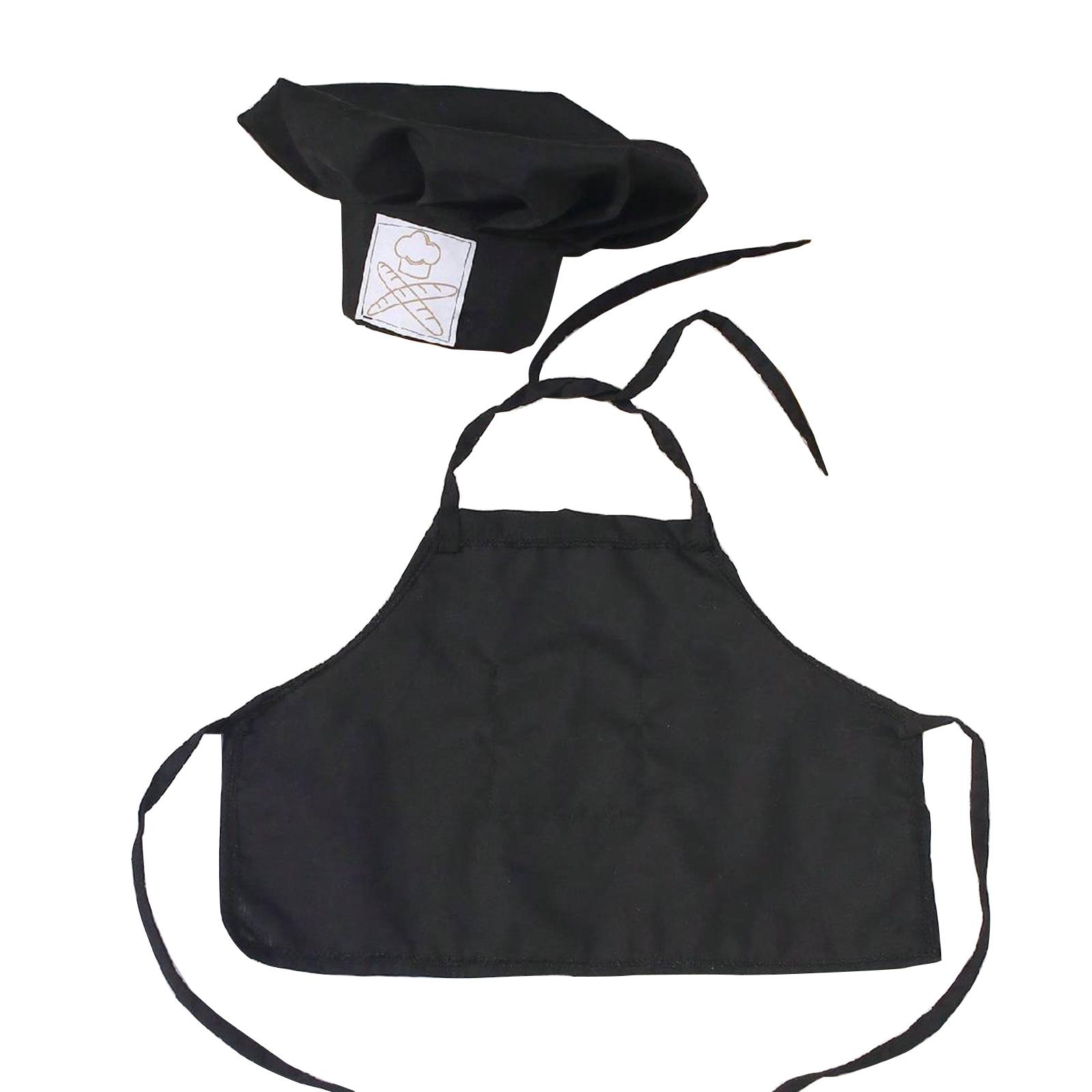 

2 шт./комплект костюма повара для новорожденных, реквизит для фотосъемки, прекрасная кулинарная шляпа и соответствующий фартук для фотосессий L чёрный