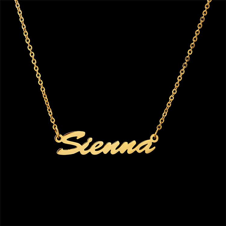 Dina 2026 Hot Selling 18K Gold Vacuum Plated Women's Necklace with Personalized Name Customizable Stainless Steel Pendant
