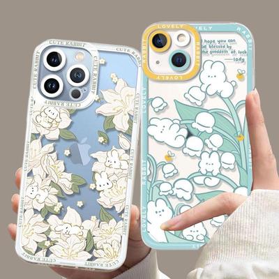 Clear Case For Realme C53 C55 C33 C30 C35 C51 C67 C21Y C25Y C20 C11 2021 C15 C12 C21 7 9 10 Pro Plus 8 5G Rabbit Flower Cover