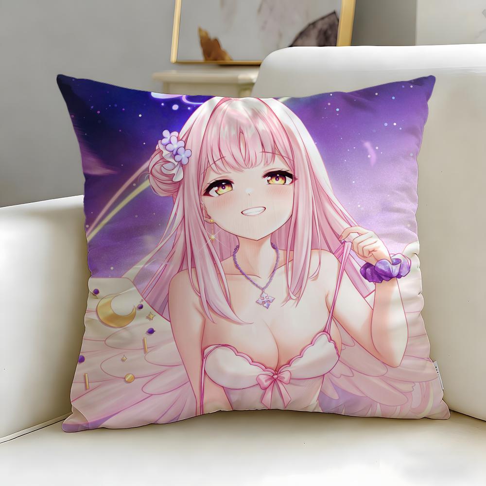 Popular Anime Character Misono Mika Cushion Cover Soft  EasyWash Pillow Case  Versatile for Couch Bed Travel and Office