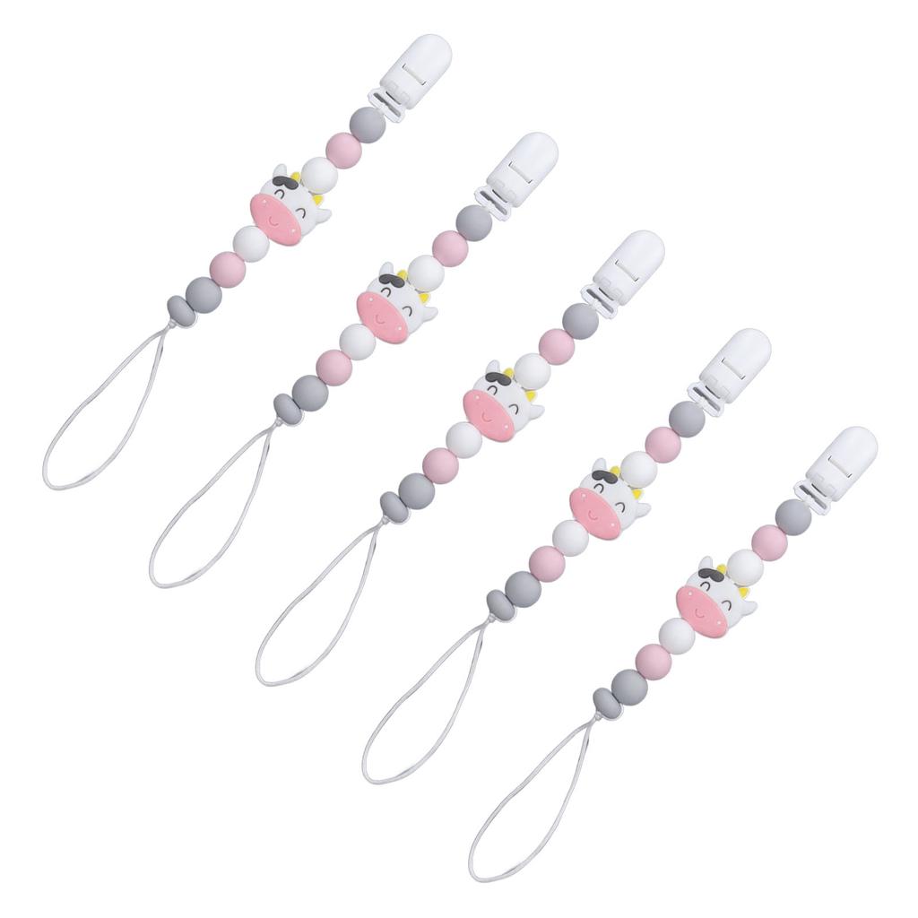 5Pcs Baby Pacifier Clip Food Grade Silicone Prevent Falling Easy To Clean Pacifier Chain for Toddler