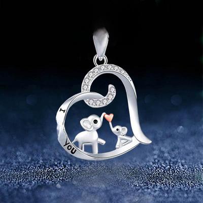 Heart Pendant Necklace with Elephant Kiss Design: Elegant Women's Jewelry