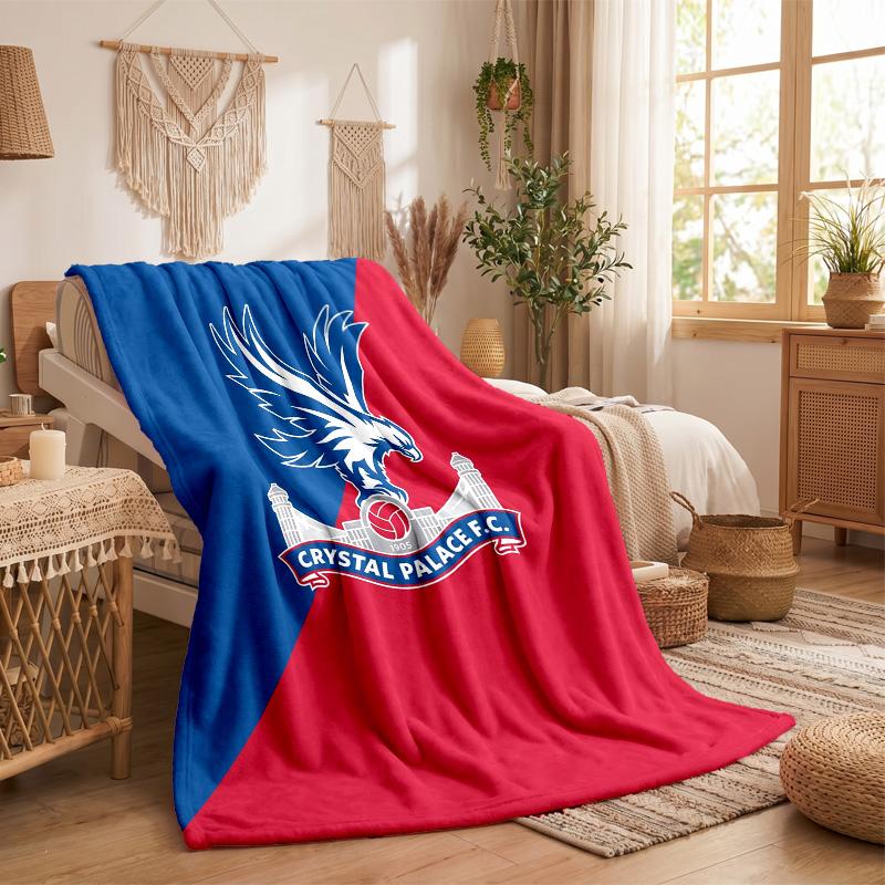 Couverture Flottante en Flanelle Imprimée Football Crystal Palace Douce et Chaude Couverture Jetée pour Canapé Lit Bureau Maison Chambre à Coucher