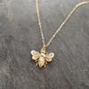 Fashion Cute Silver Color Stereo Insect Little Bee Pendant Necklace for Women Men Exquisite Personality Collar Chain Jewelry