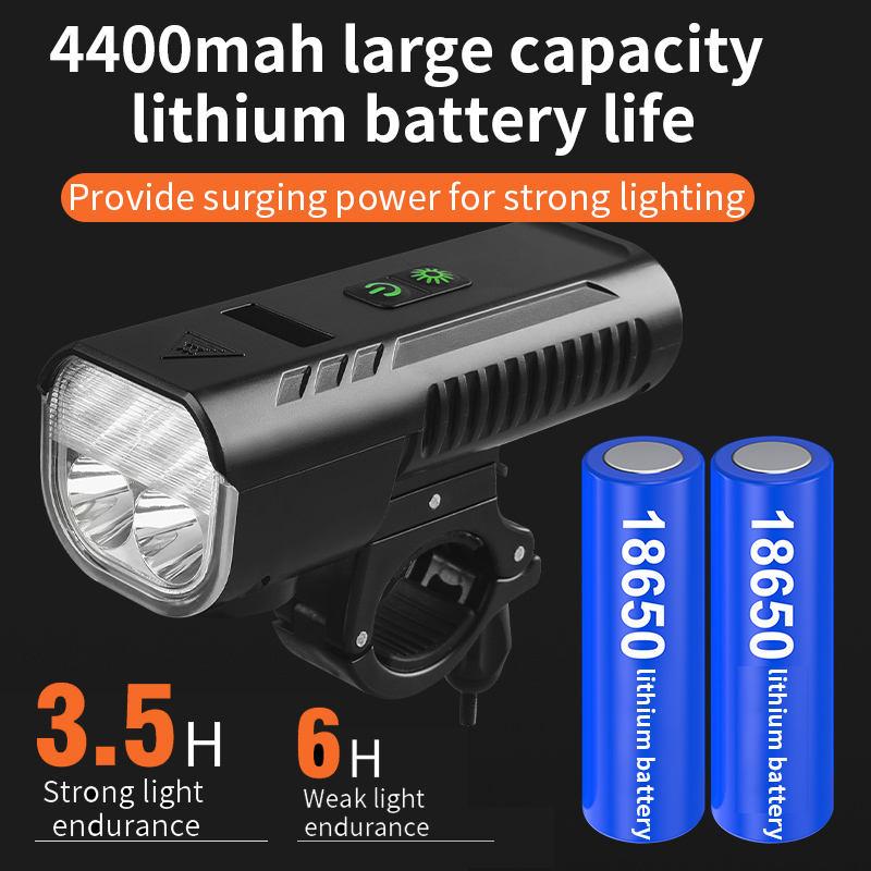 Aluminium 1000 Lumen 4400mAh Bike Headlight with 130DB Horn USB Charge Night Cycling Front Handlebar Frame Mounting Placement