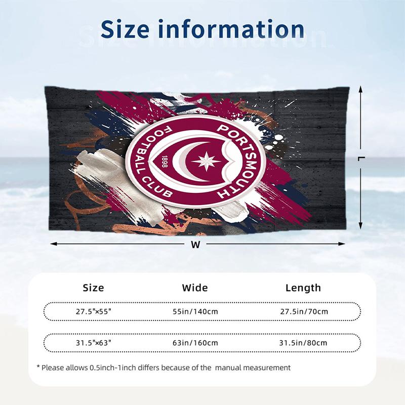 Stampa Portsmouth FC Asciugamano da Spiaggia Quick Dry Microfibra Assorbente Portatile da Viaggio Asciugamano per Nuoto