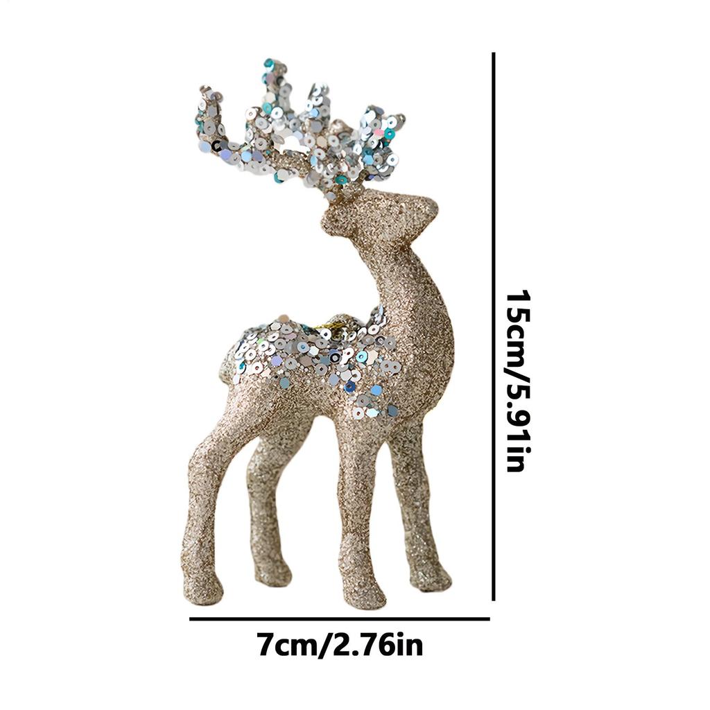 Weihnachtsrentierfiguren Innen-Weihnachts-Glitzerbeflockte Skulptur Festliche Statue Ornament für Sammler Fotografie Zuhause