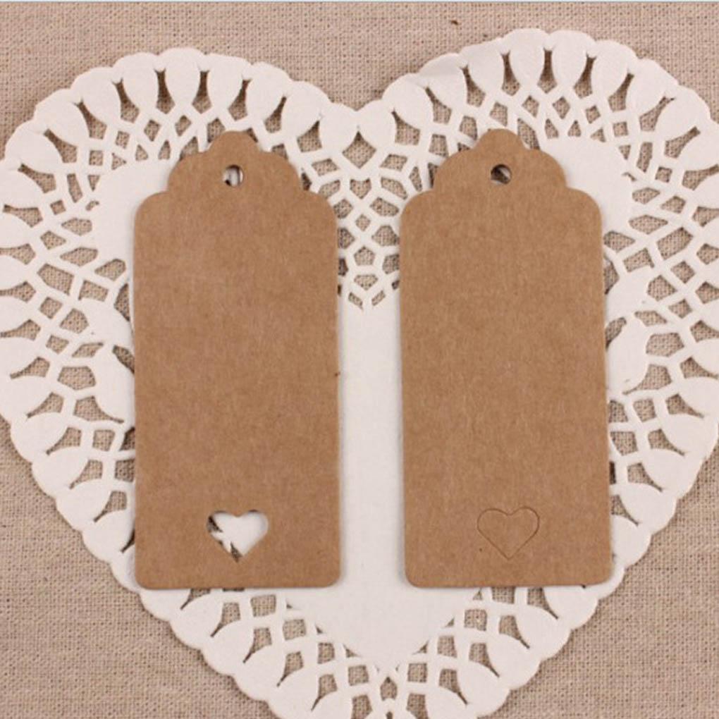 100pcs Paper Gift Tags Hollow Heart Vintage Craft with Jute String Wedding Favor