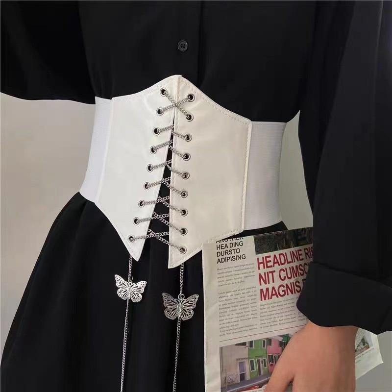 Women's Wide-Band Butterfly Chain Waist Belt for Sweaters and Skirts