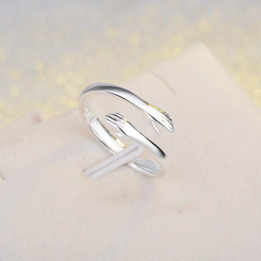 Hug Hands Rings For Women Adjustable Open Cuff Ring Party Wedding Couple Rings Vintage Jewelry