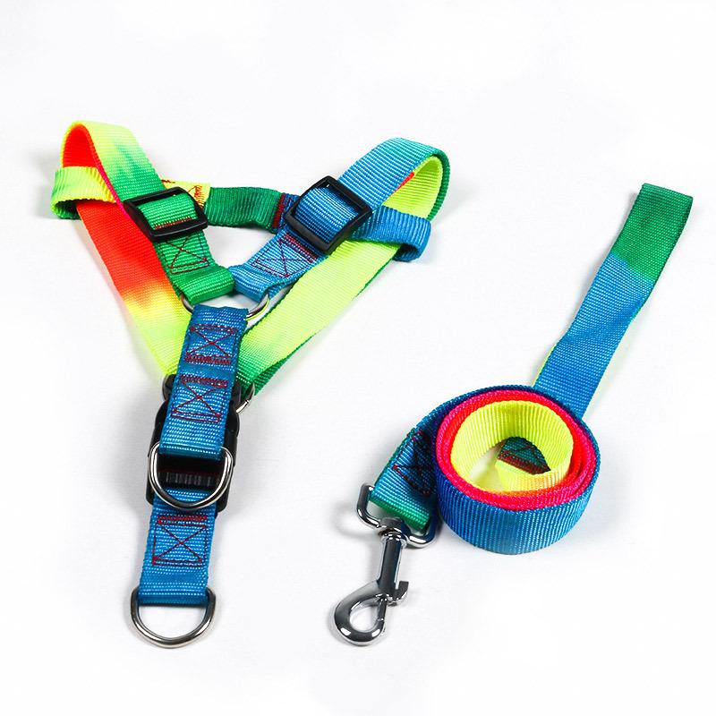 Colorful Pet Leash Rainbow Leash Cat Leash Dog Leash Chest Strap Walking Dog Leash Dog Chain