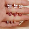 1PC Stainless Steel Tragus Helix Butterfly Piercing Earrings for Women Trendy Cute Pink Zircon Stud Earring Piercing Jewelry