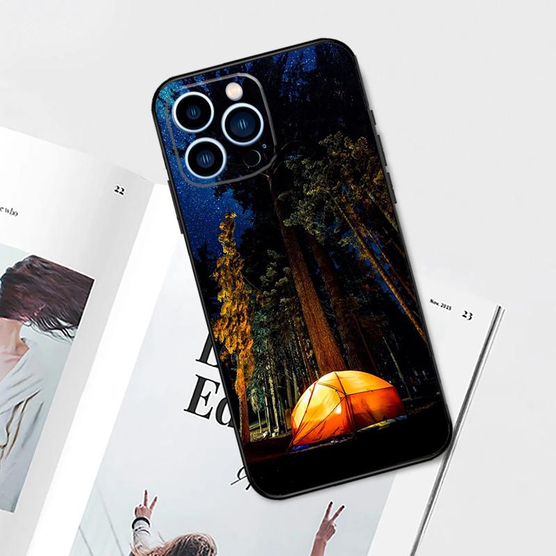 Camping Nature Mountain Case For iPhone 14 13 12 11 15 16 Pro Max Plus XS Max X XR 7 8 Plus 13 12 Mini Phone Cover