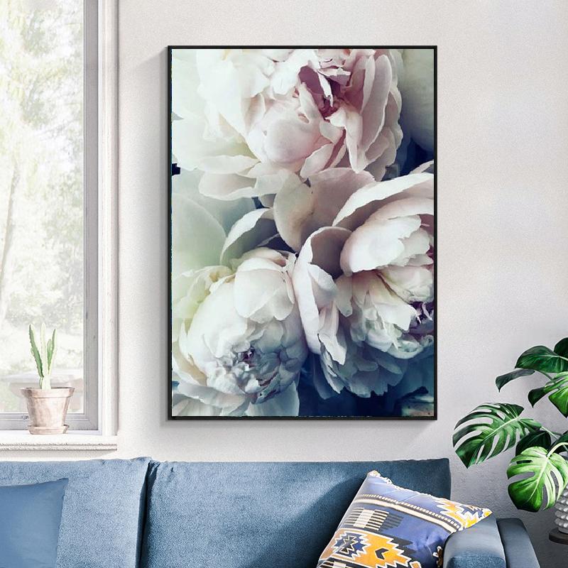 Nordic Elegant Bloom Peony Flower Oil on Canvas Karting on the Wall Art Posteri and Prints Wall Art Picture Home Decoration