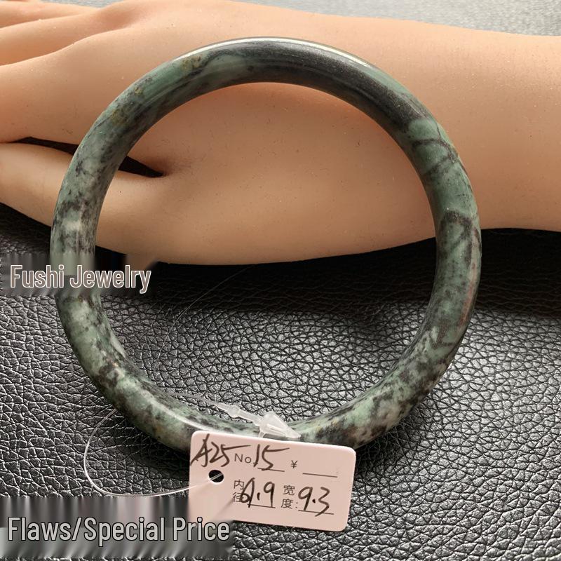 A25 Natural Xiuyan Jade Bracelet with Unique Floating Flowers Design