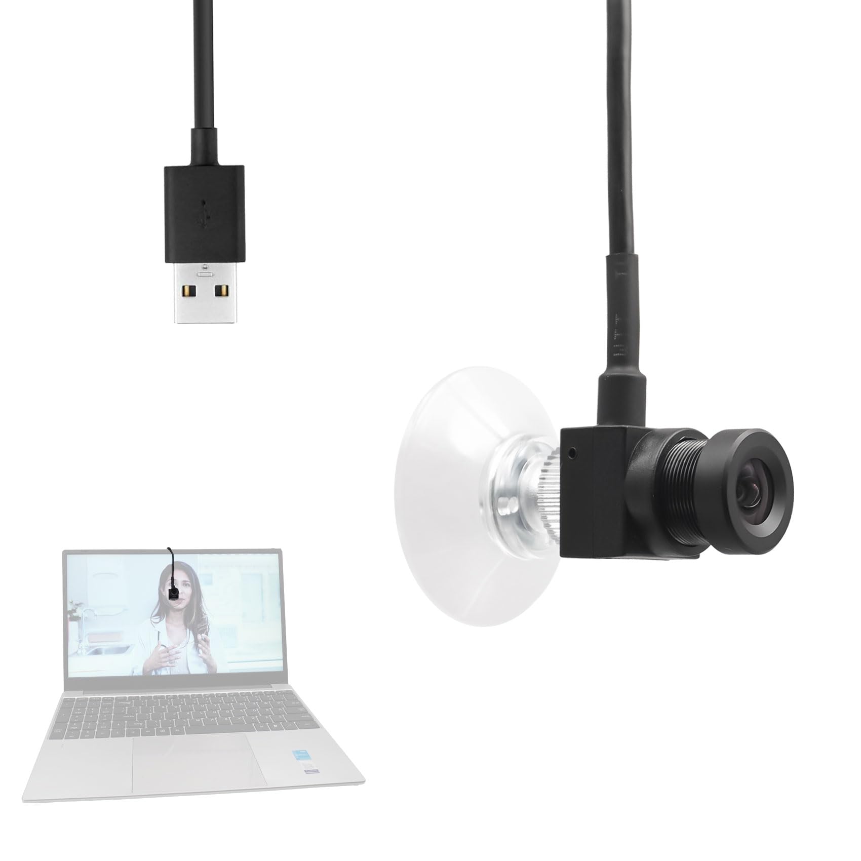 

Web viewing with suction cup fixed to center 2 PC camera for Skype and Zoom microphone camera, HD1080P, 80° wide-angle angle, small, screen,