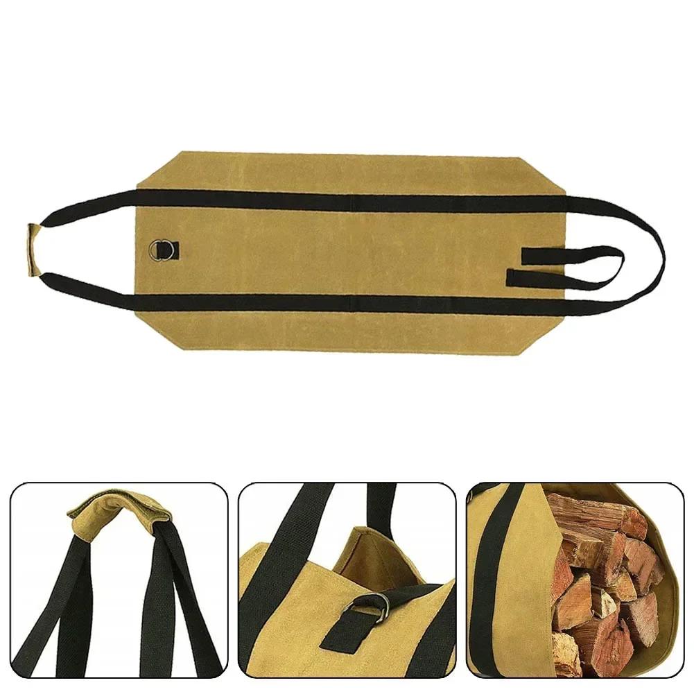 Storage Pack Canvas Bag Waterproof Wear Resistant Dirt-proof Portable Firewood Log Carrier Heavy Outdoor Rectangle