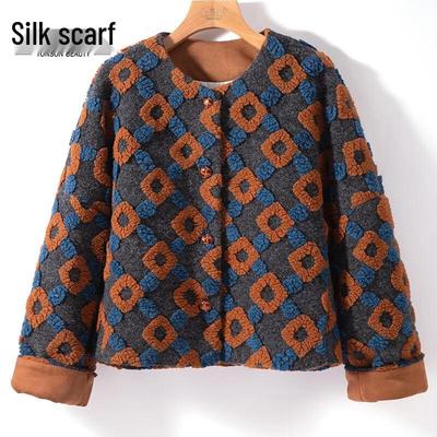 Cypress House Wool Blend Color Block Crew Neck Cardigan