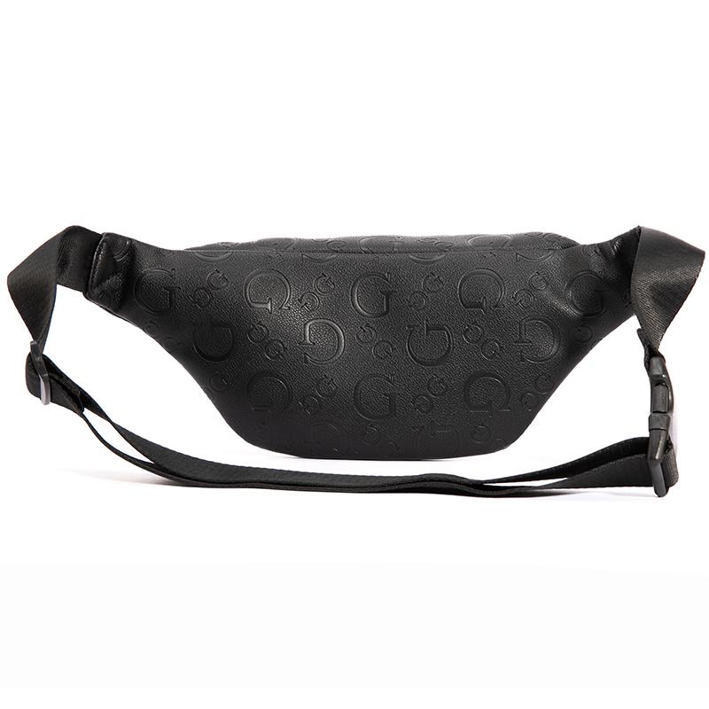 New GUESS Synthetic Leather One Shoulder Crossbody Fanny Pack Sling Bag Regular Men's Black/Dark Gray GSPLD882994BLA