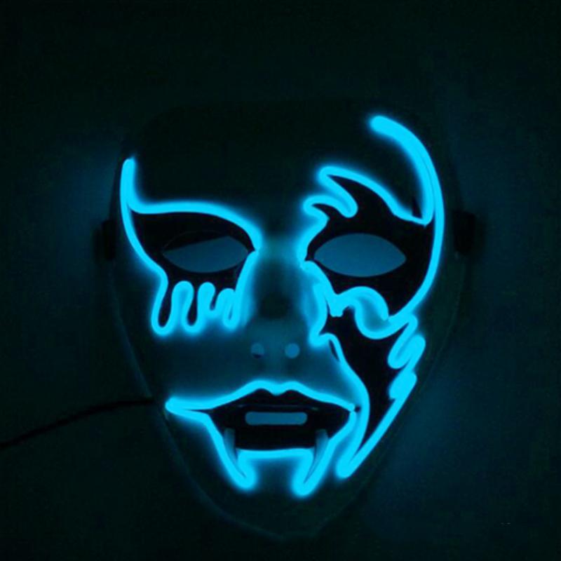 Máscara de Cosplay Asesino de Halloween Danza de Fantasmas Disfraces de Miedo Decoración Máscara Brillante Aterradora Máscara LED Thriller Máscara de Diablo Para Hombres