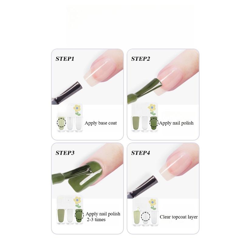 3PCS/1pack No-bake Quick-drying Long-lasting White Sequins Fine Glitter Ice Transparent Naked Tear Nail Polish Set