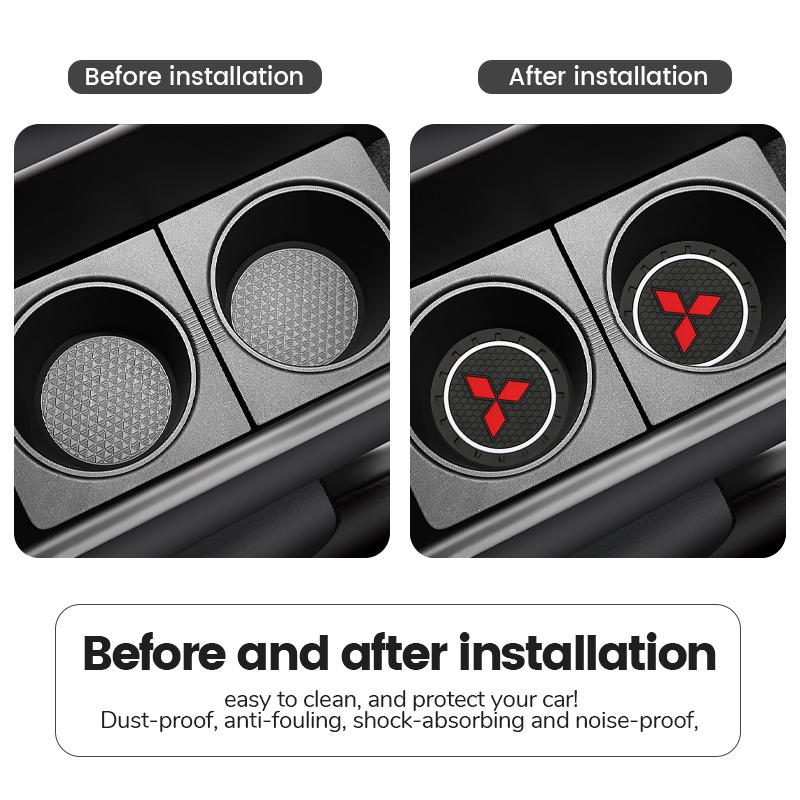 for Car Coaster Water Cup Slot Non-Slip Mat Pad Emblem Interior Accessories For Mitsubishi Lancer 9 EX Outlander 3 ASX L200 GJ3