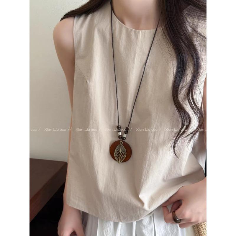 New Chinese Zen Ring Necklace for Women New Retro Chinese Style Long Pendant Sweater Chain Versatile Accessories