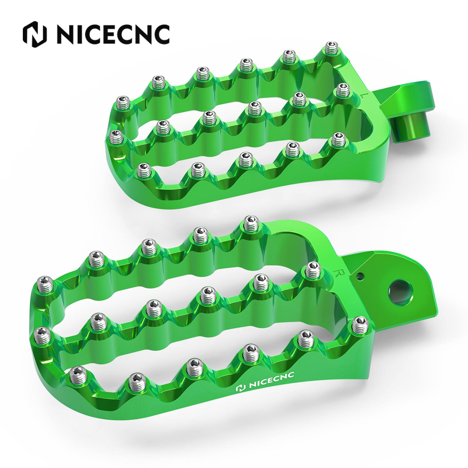 

NICECNC For Kawasaki KLR650 KLR 650 1987-2024 2023 2022 Motorcycle Footpegs Footrest Forged Larger 7075 Billet Aluminum зелёный