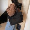 Solid Color Commuter Canvas Bag New Student Class Large Capacity Shoulder Bag Niche Trendy Tote Bag
