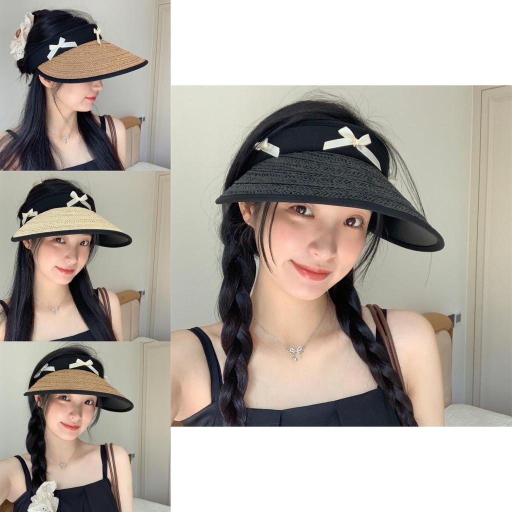 2024 New Women's Wide Brim Sun Hat With Bow Tie Stylish Outdoor Uv Protection