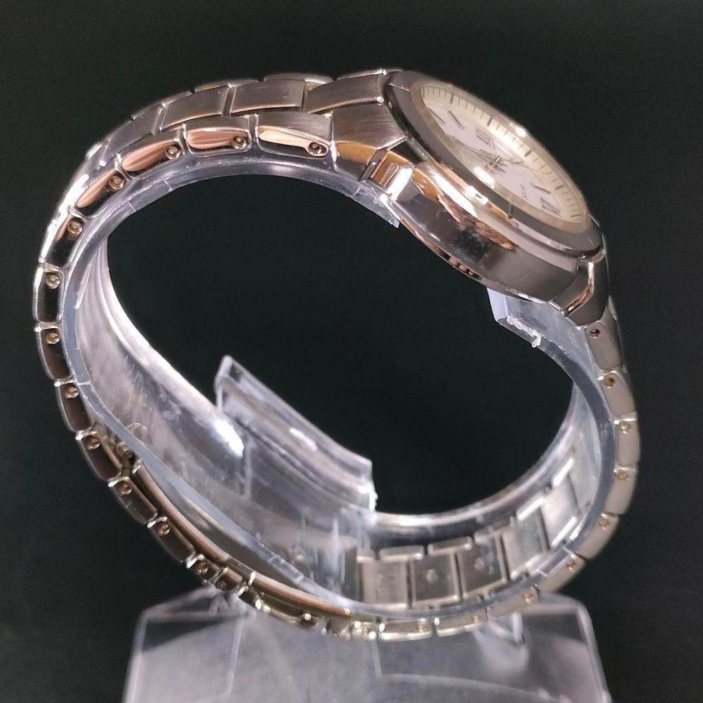 [USED] SEIKO V187 White Silver Solar Women's Watch